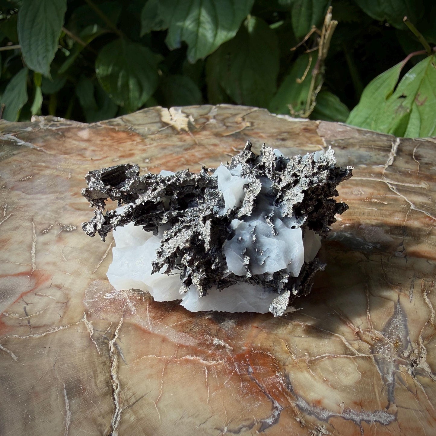 Native Silver on Calcite Matrix | Natural Mineral Specimen | Morocco (b6 #4)