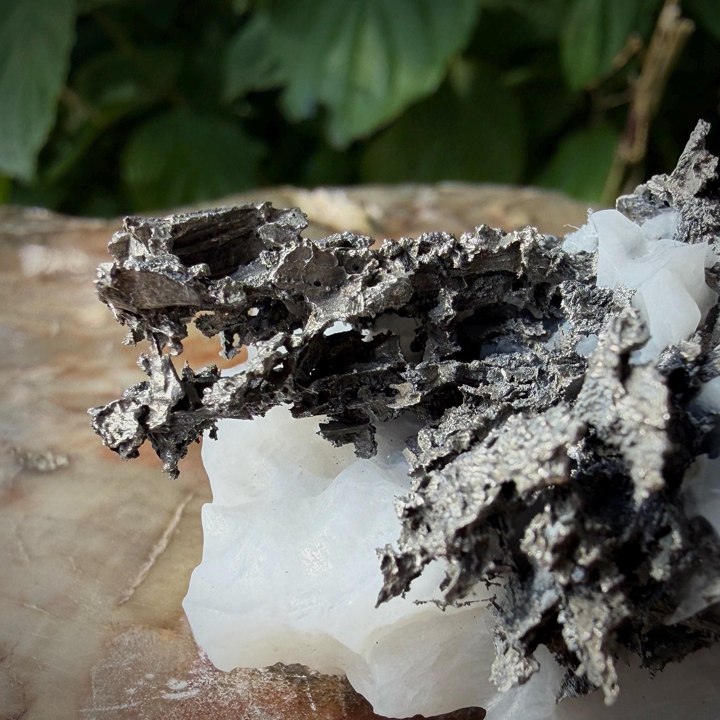 Native Silver on Calcite Matrix | Natural Mineral Specimen | Morocco (b6 #4)