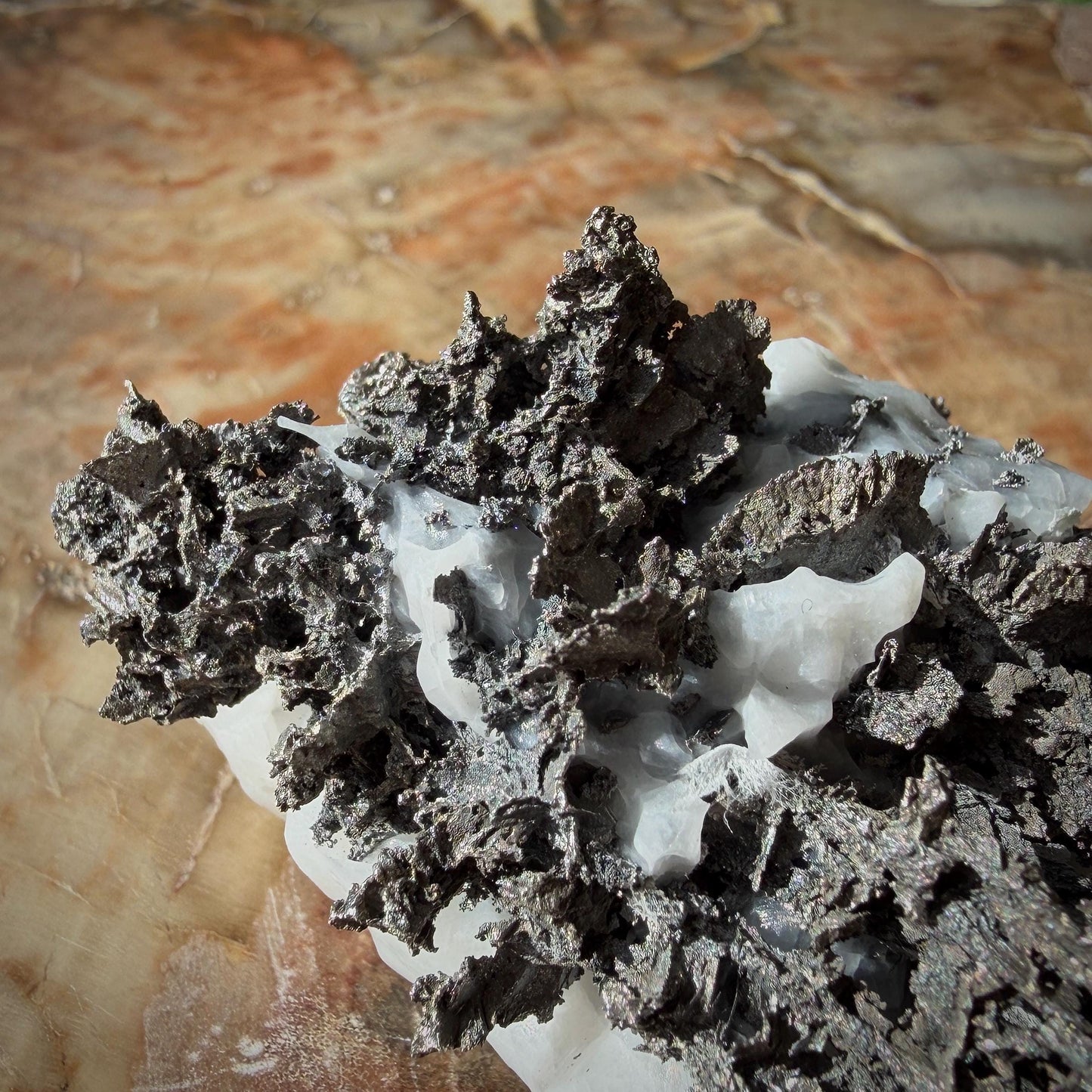 Native Silver on Calcite Matrix | Natural Mineral Specimen | Morocco (b6 #4)