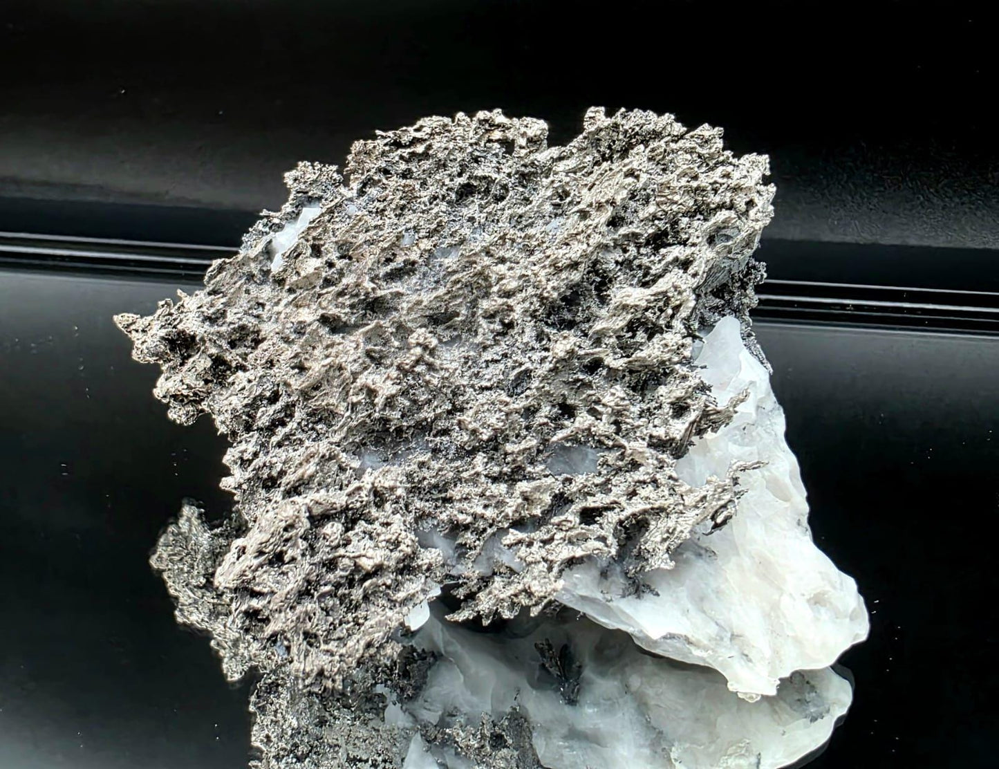 Natural native silver on calcite matrix | collectors mineral specimen (b6 #1)