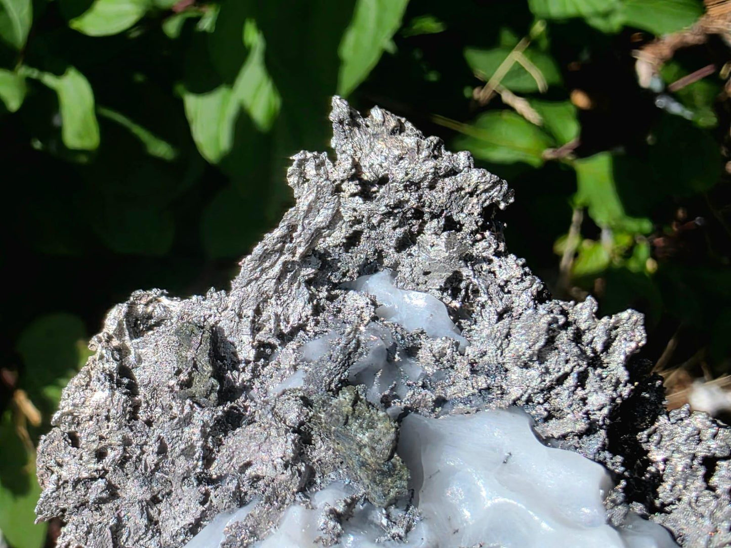Natural native silver on calcite matrix | collectors mineral specimen (b6 #1)