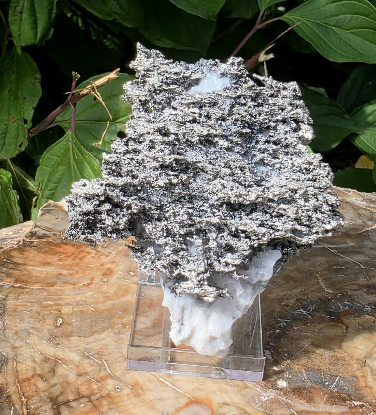 Natural native silver on calcite matrix | collectors mineral specimen (b6 #1)