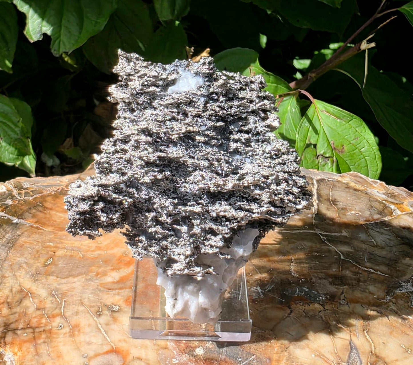 Natural native silver on calcite matrix | collectors mineral specimen (b6 #1)