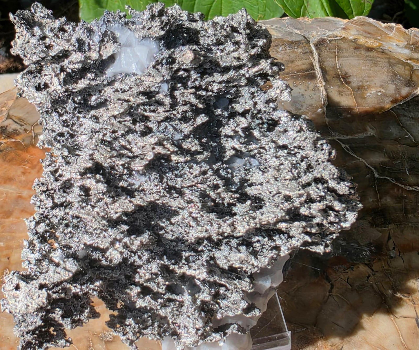 Natural native silver on calcite matrix | collectors mineral specimen (b6 #1)