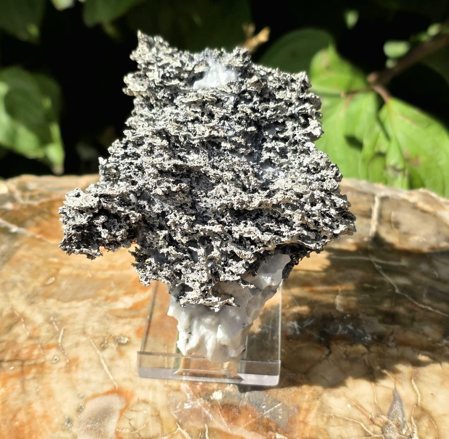 Natural native silver on calcite matrix | collectors mineral specimen (b6 #1)