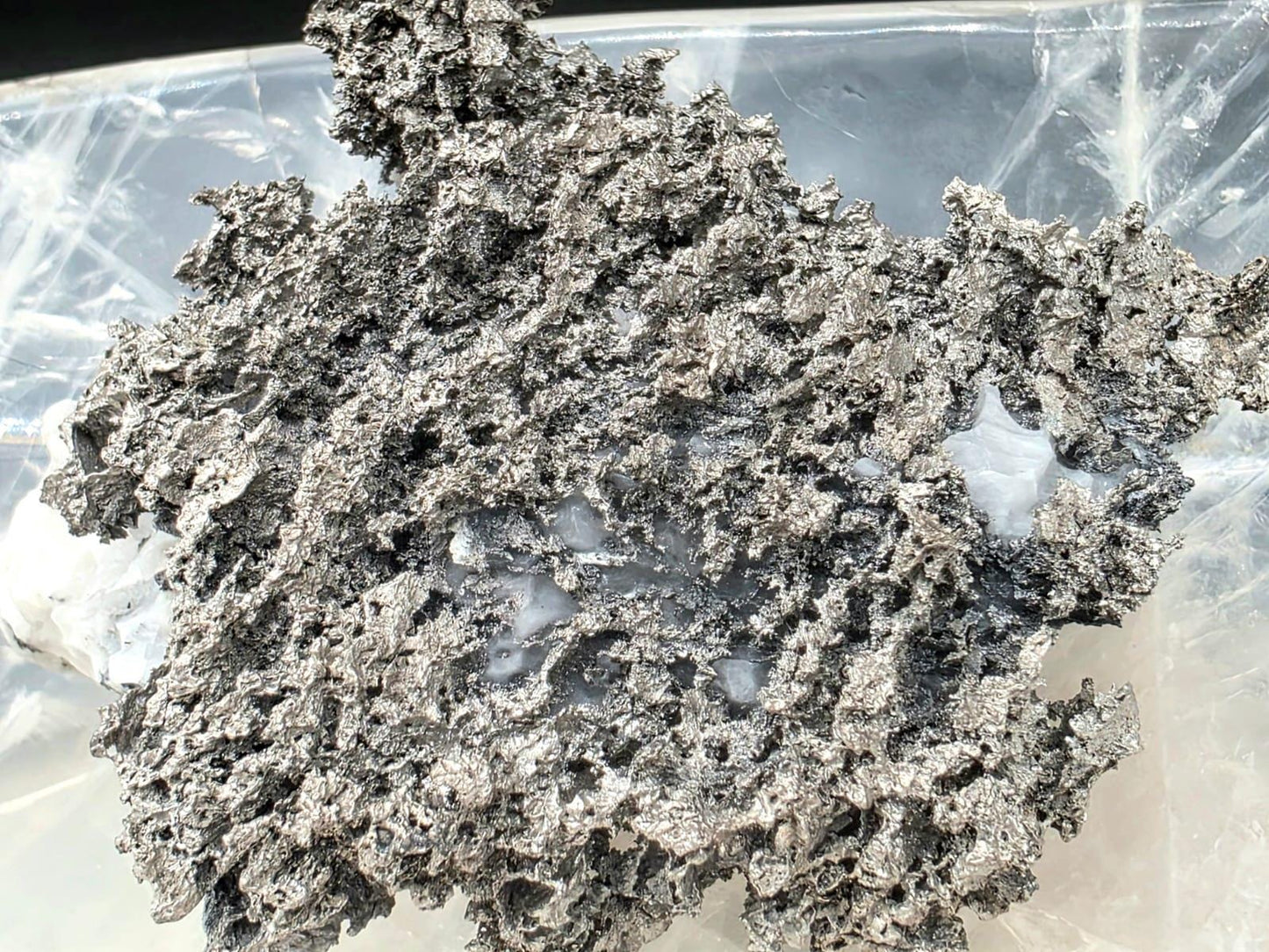 Natural native silver on calcite matrix | collectors mineral specimen (b6 #1)