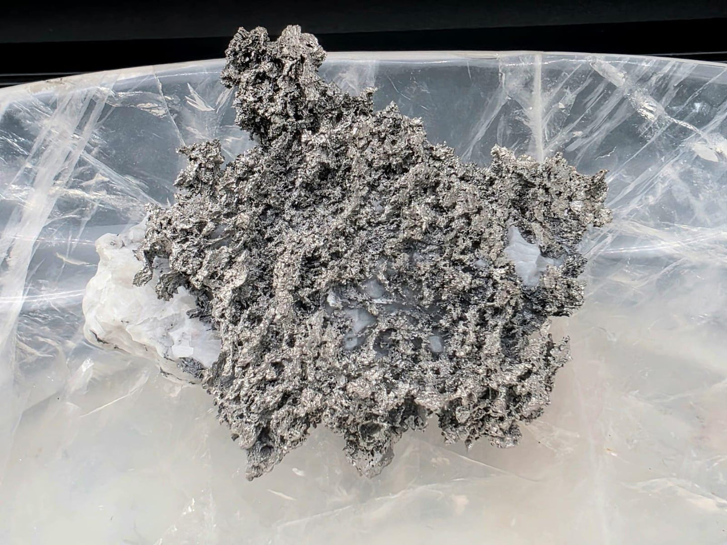 Natural native silver on calcite matrix | collectors mineral specimen (b6 #1)
