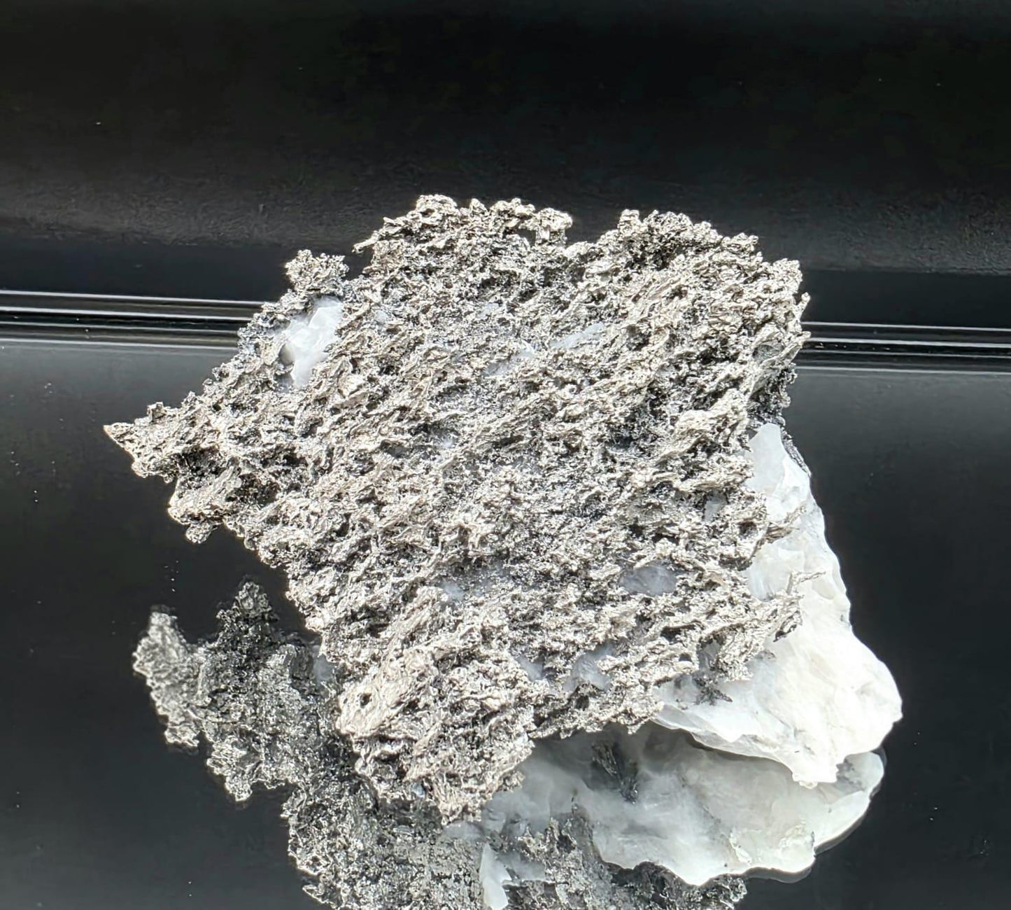 Natural native silver on calcite matrix | collectors mineral specimen (b6 #1)