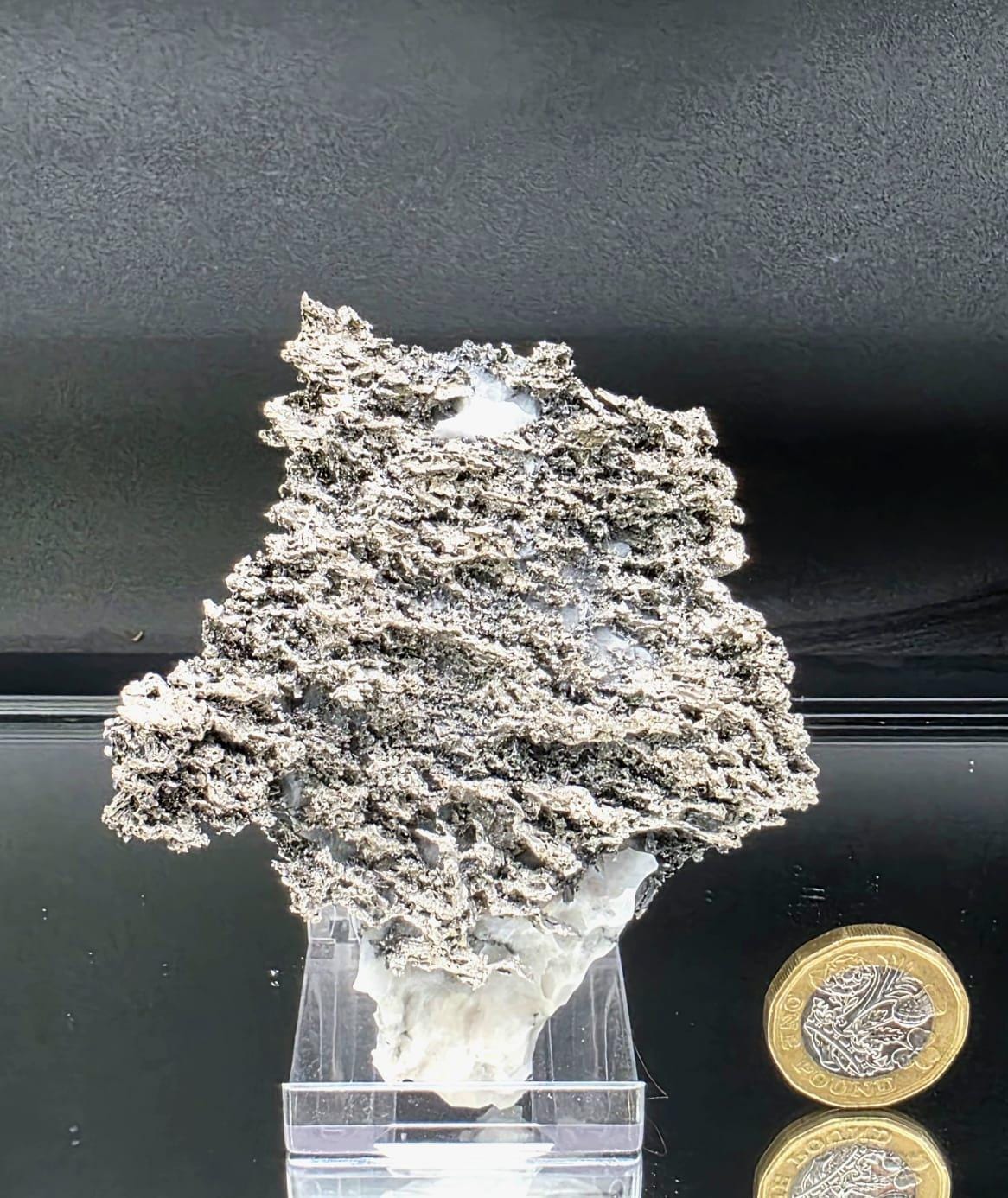 Natural native silver on calcite matrix | collectors mineral specimen (b6 #1)