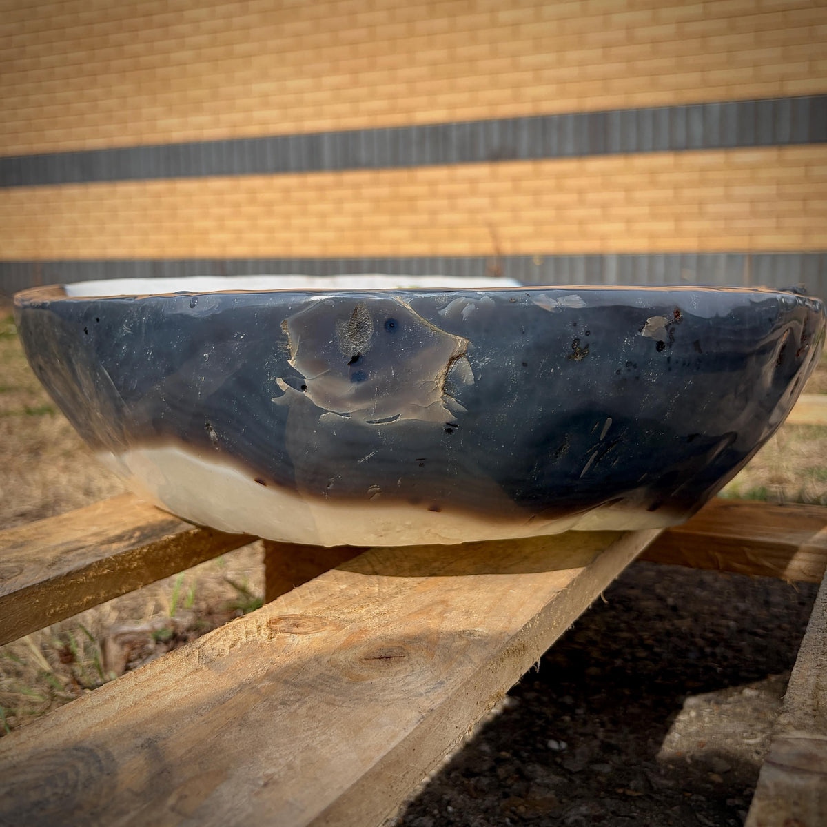 Giant Blue Agate & Quartz Crystal Bowl 26.7 KG