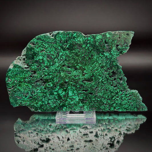 Large Floral Polished Malachite Collector Specimen | Natural Banded Malachite Slice | 304g #4