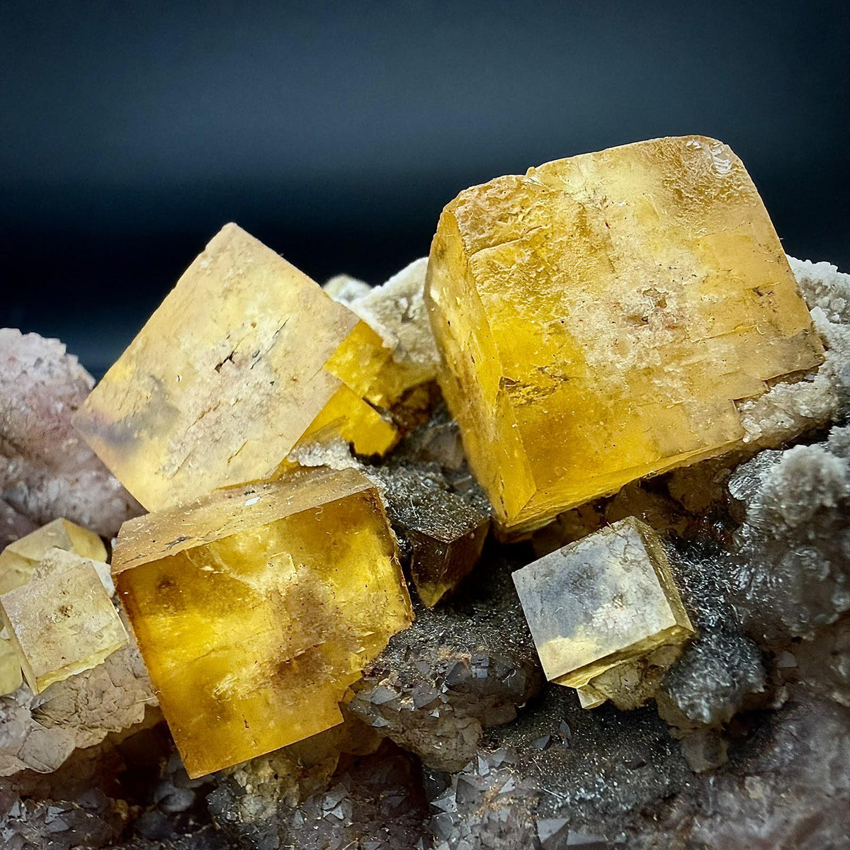 Large Golden Yellow Fluorite on Black Hematite Matrix | Collector Specimen (DP)