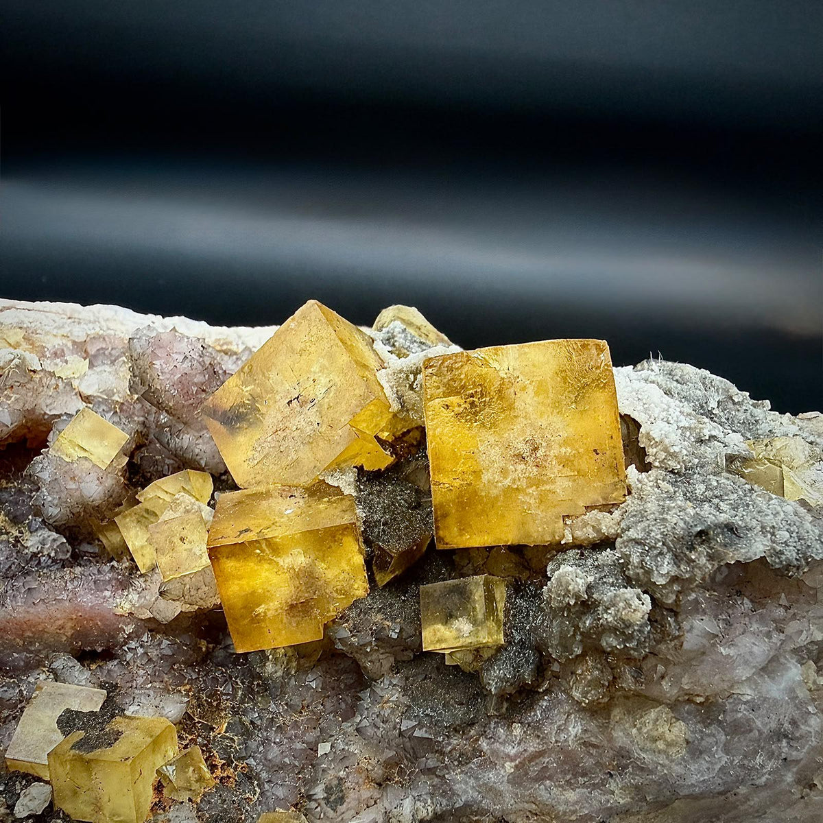 Large Golden Yellow Fluorite on Black Hematite Matrix | Collector Specimen (DP)