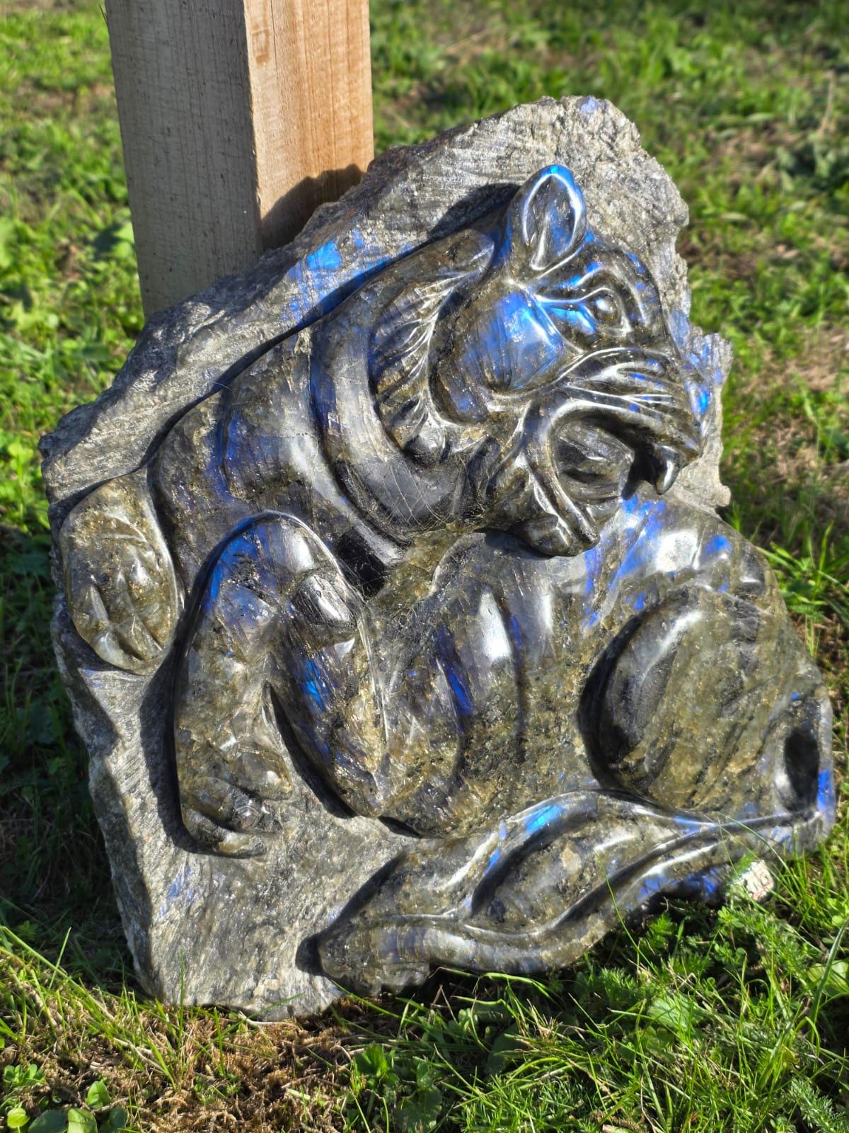Large Labradorite Jaguar Crystal Carving  | 16kg