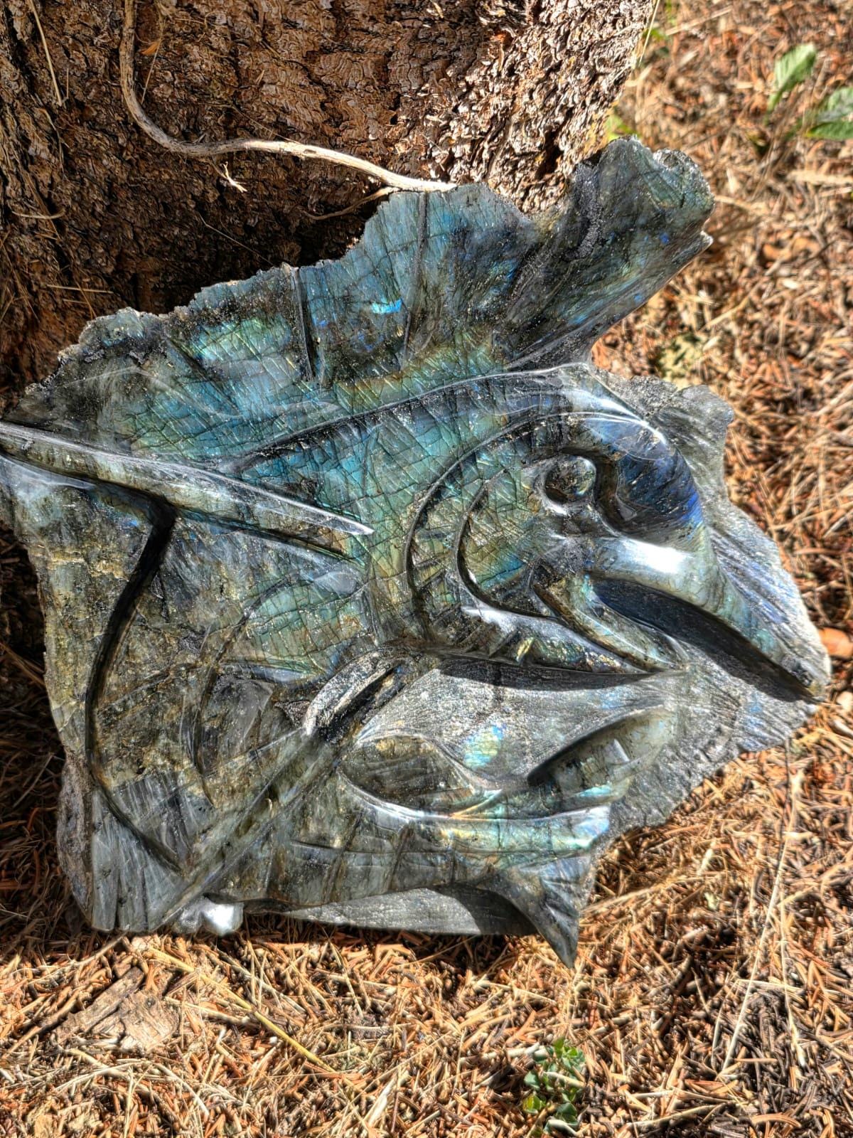 XL Labradorite Sailfish Crystal Carving | 11kg Game Fish Sculpture | Fishing Gift