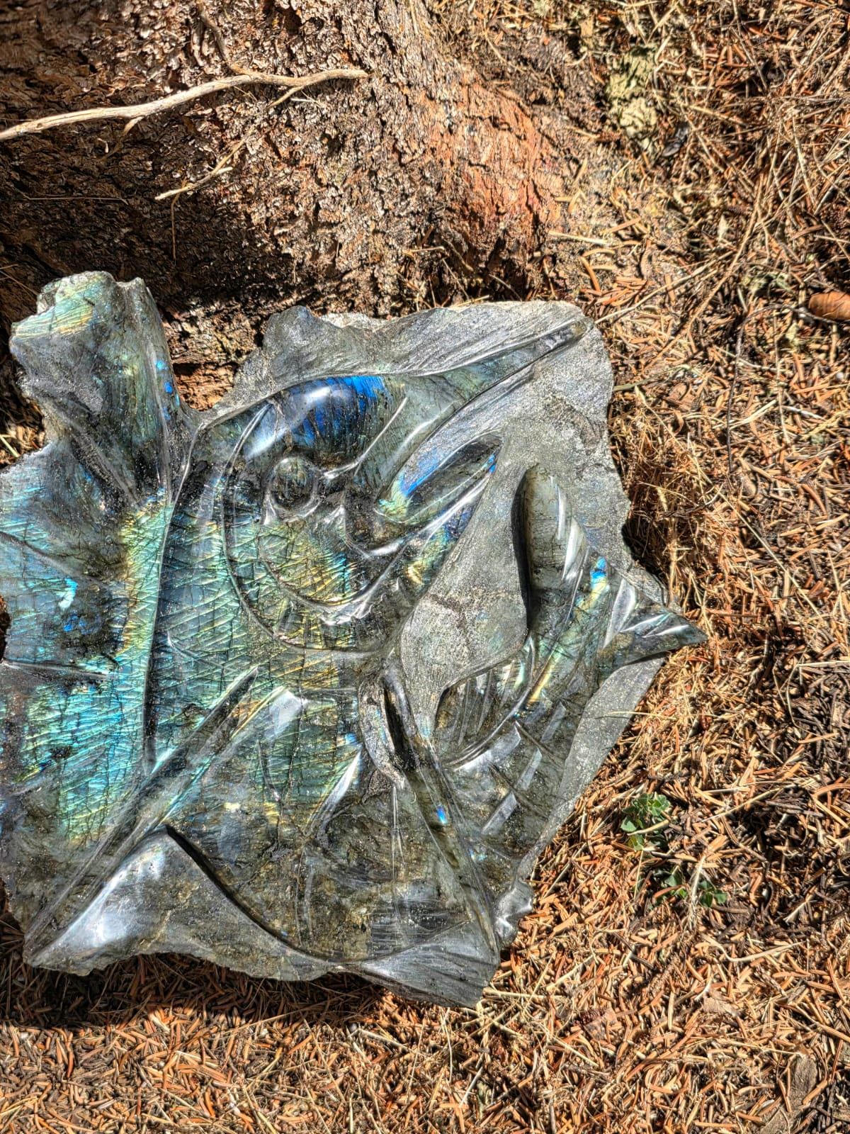 XL Labradorite Sailfish Crystal Carving | 11kg Game Fish Sculpture | Fishing Gift