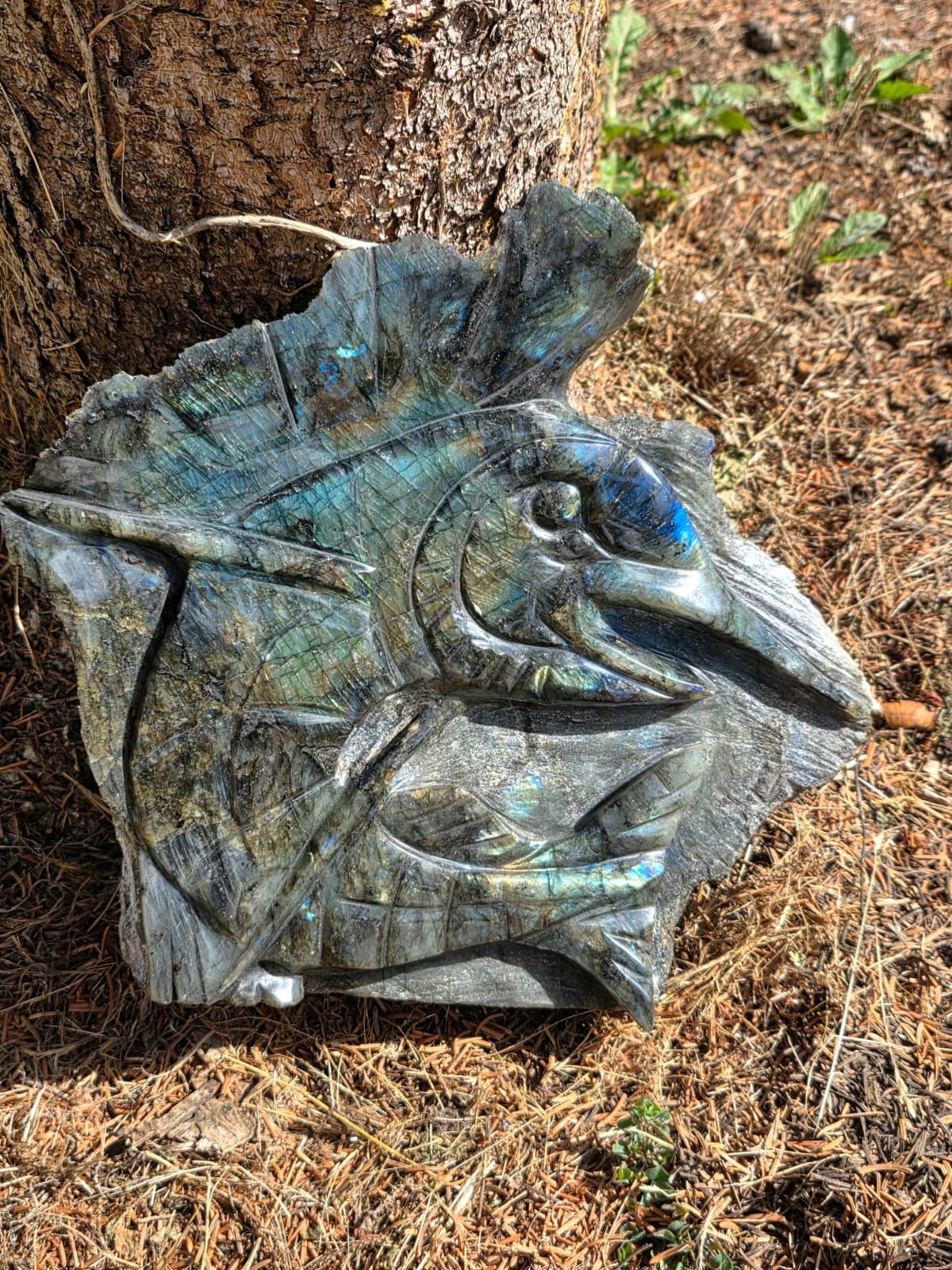 XL Labradorite Sailfish Crystal Carving | 11kg Game Fish Sculpture | Fishing Gift