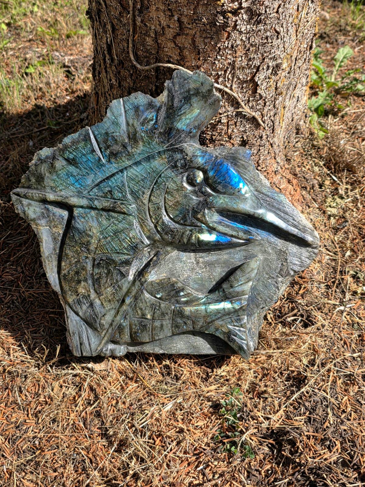 XL Labradorite Sailfish Crystal Carving | 11kg Game Fish Sculpture | Fishing Gift