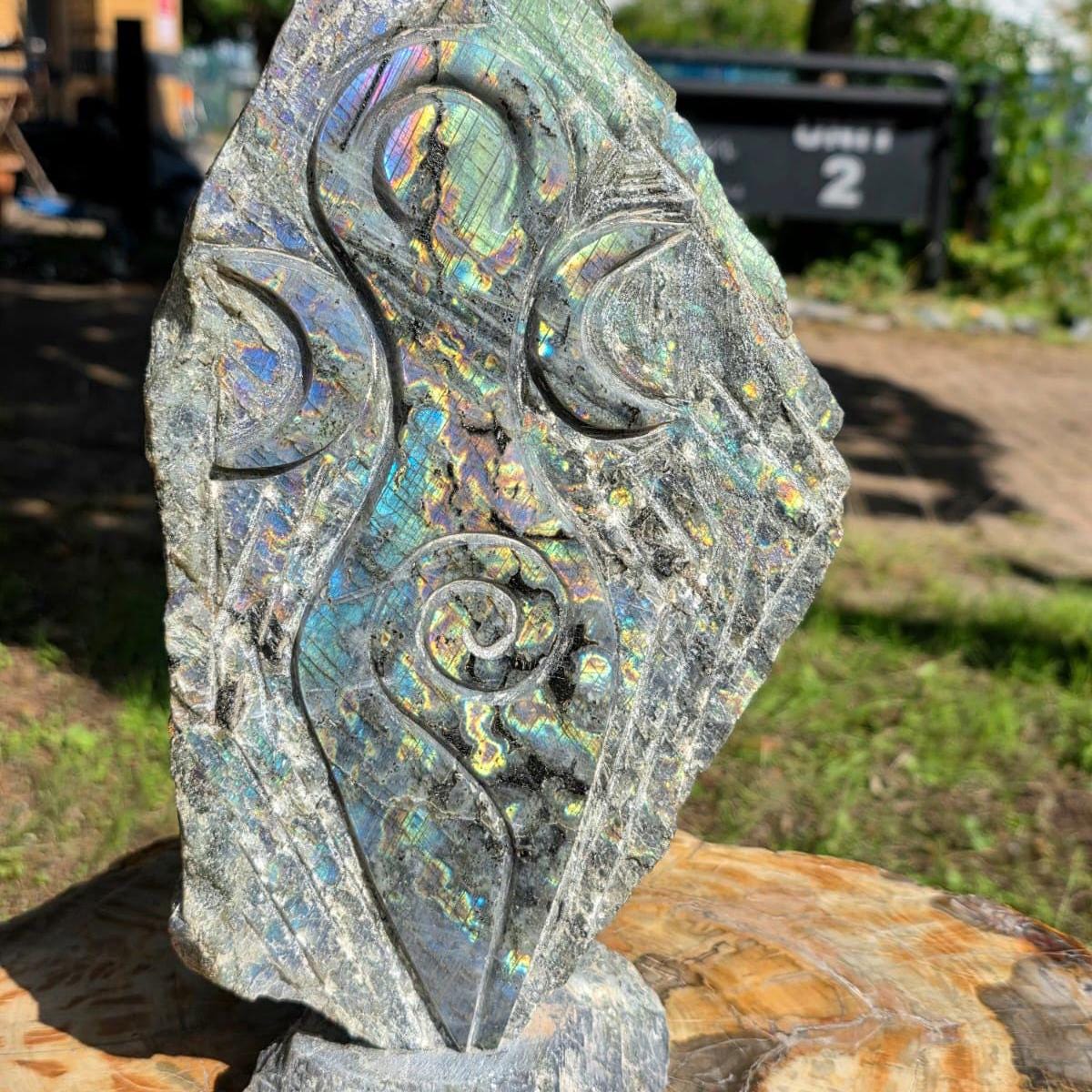 Large Rainbow Labradorite Moon Goddess Crystal Carving  | 4.27kg