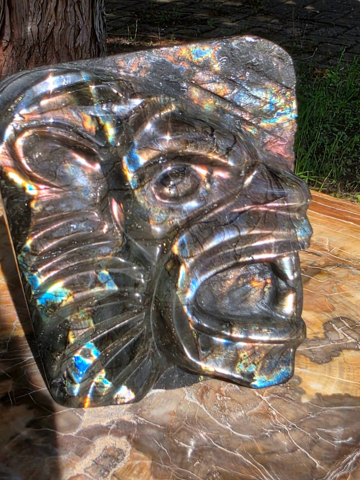 Rainbow Labradorite Lion Crystal Carving Freeform | 1.16kg