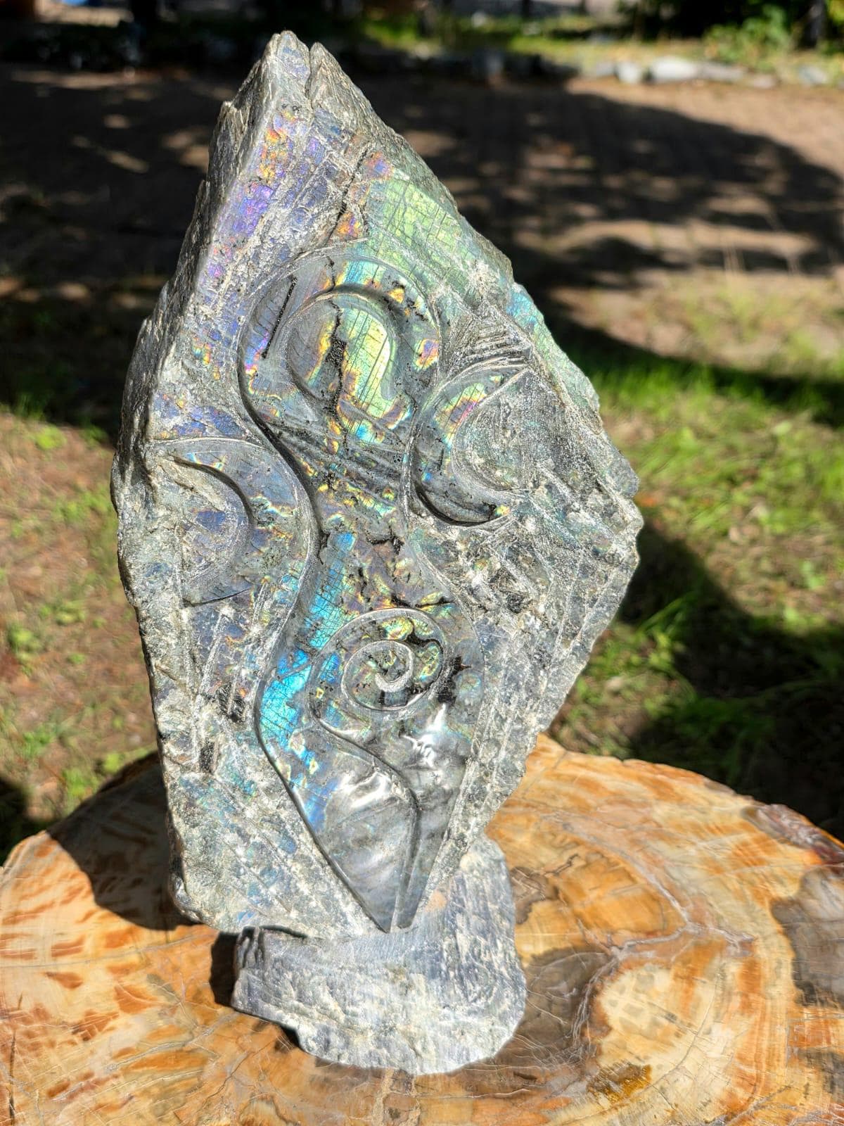 Large Rainbow Labradorite Moon Goddess Crystal Carving  | 4.27kg