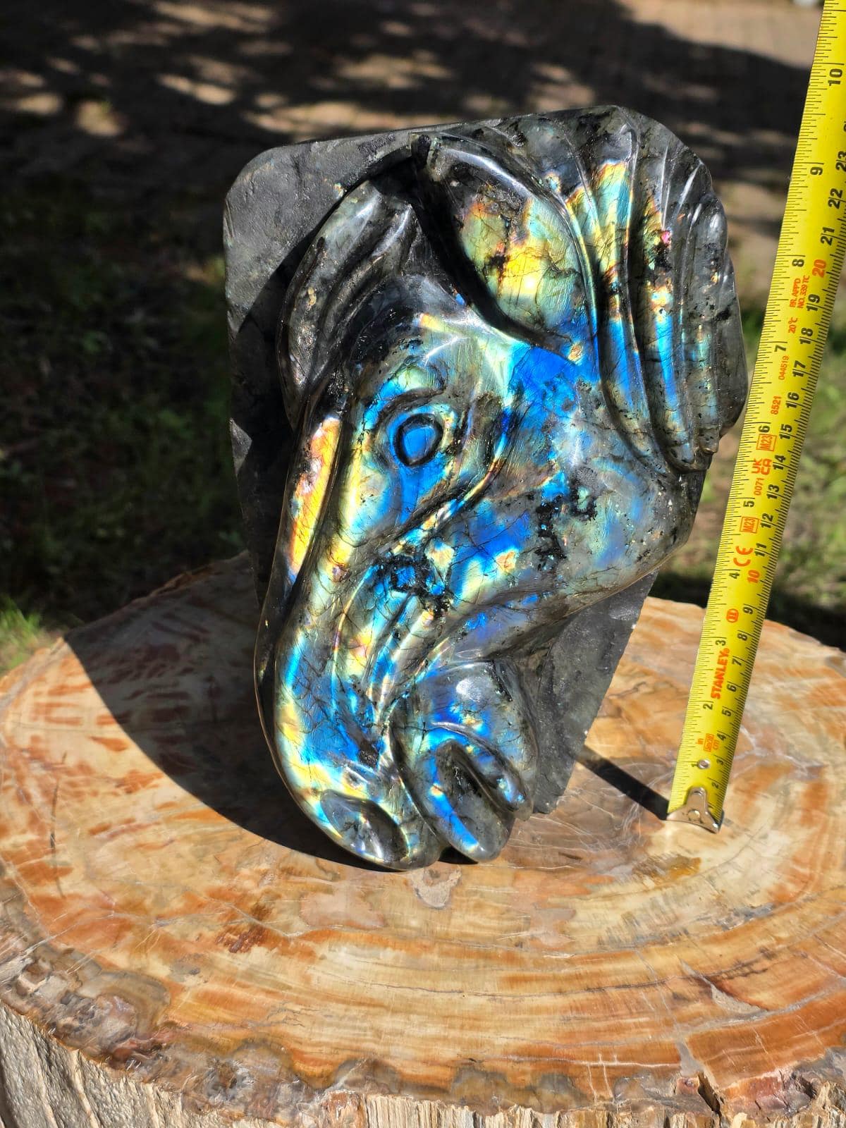 Large Labradorite Horse Crystal Carving  | 5.95kg Equestrian Gift