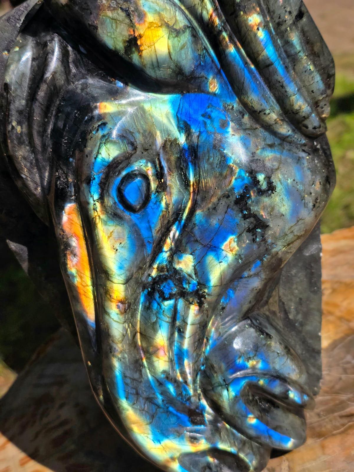 Large Labradorite Horse Crystal Carving  | 5.95kg Equestrian Gift