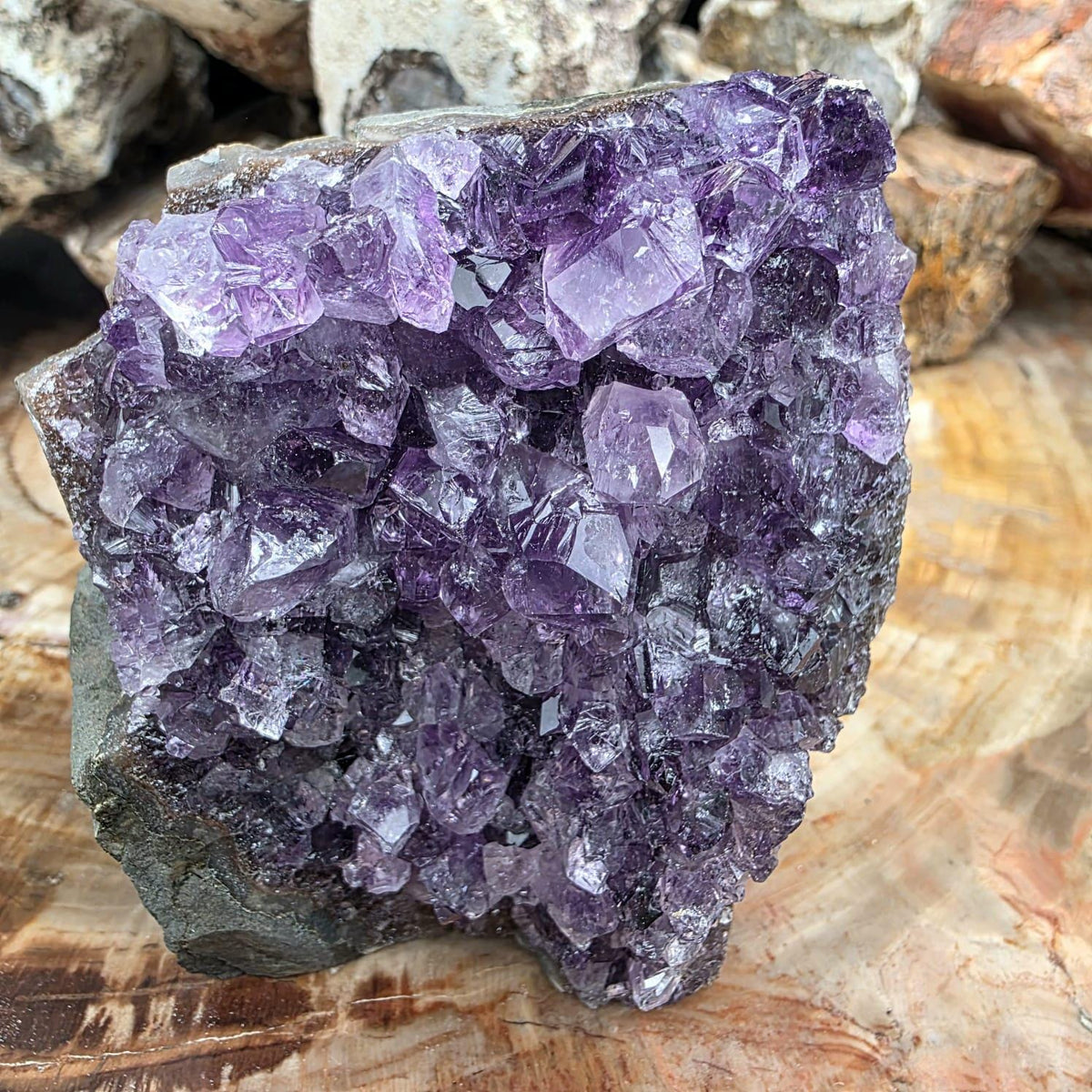 Amethyst Crystal Geode Cutbase | Freestanding Crystal Display | ACB7