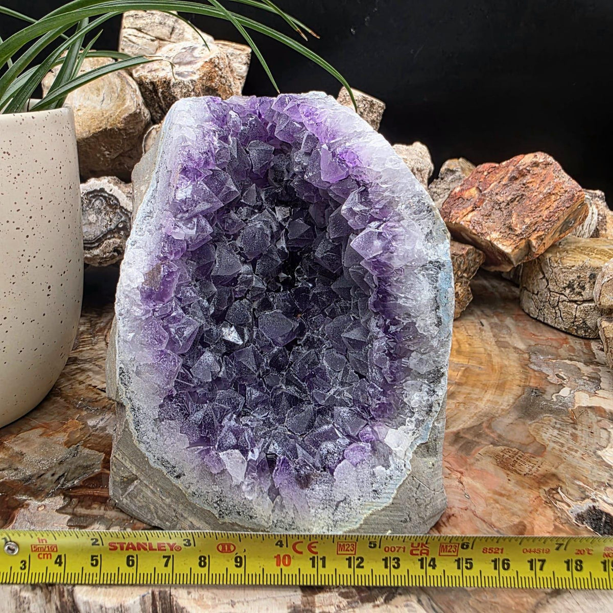 Large  Amethyst Crystal Geode Cutbase | Freestanding Crystal Display | ACB6