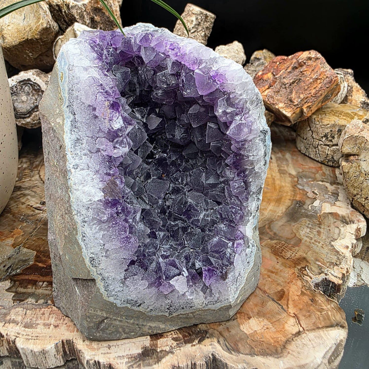 Large  Amethyst Crystal Geode Cutbase | Freestanding Crystal Display | ACB6
