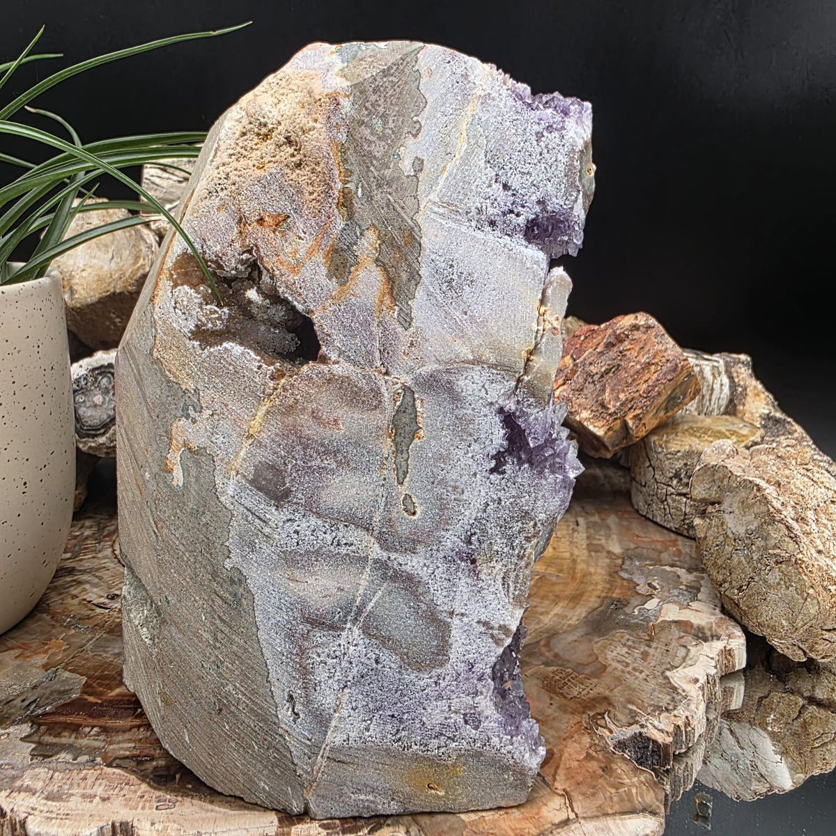 Large  Amethyst Crystal Geode Cutbase | Freestanding Crystal Display | ACB5