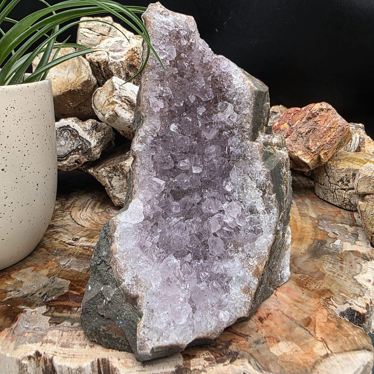 Large  Amethyst Crystal Geode Cutbase | Freestanding Crystal Display | ACB4