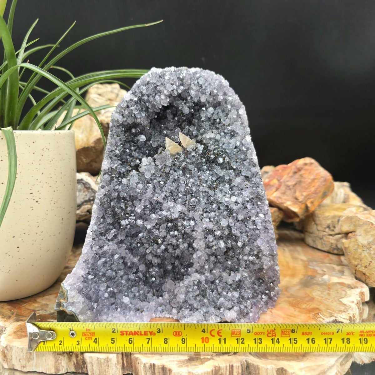 Large Black Amethyst Crystal Geode Cutbase | Freestanding Crystal Display | ACB3