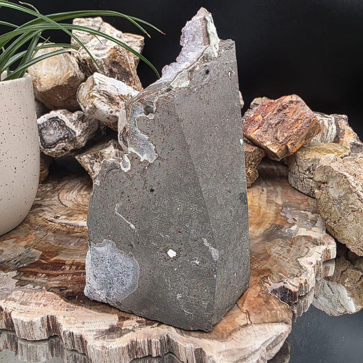 Large  Amethyst Crystal Geode Cutbase | Freestanding Crystal Display | ACB4