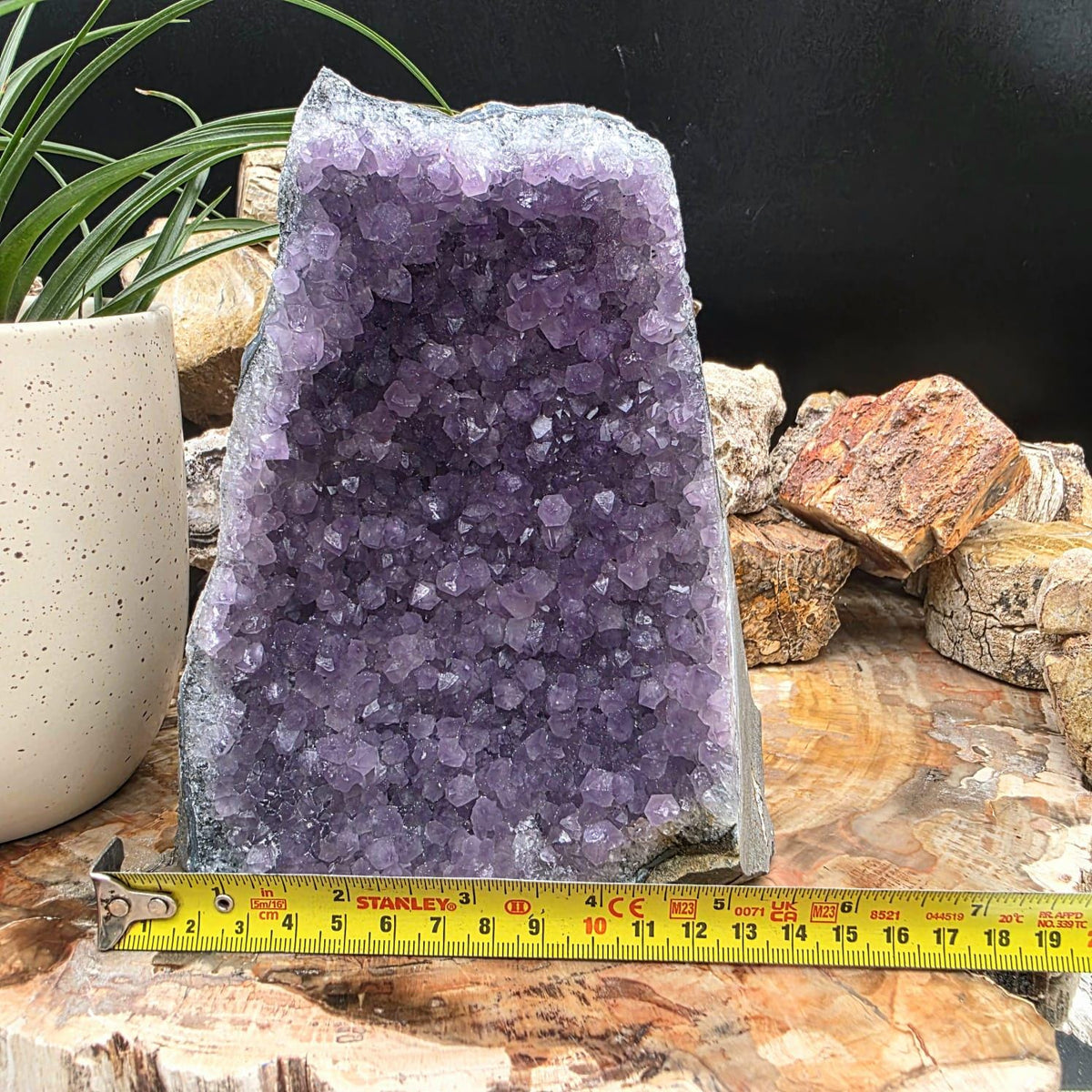 Large Amethyst Crystal Geode Cutbase | Freestanding Crystal Display | ACB2