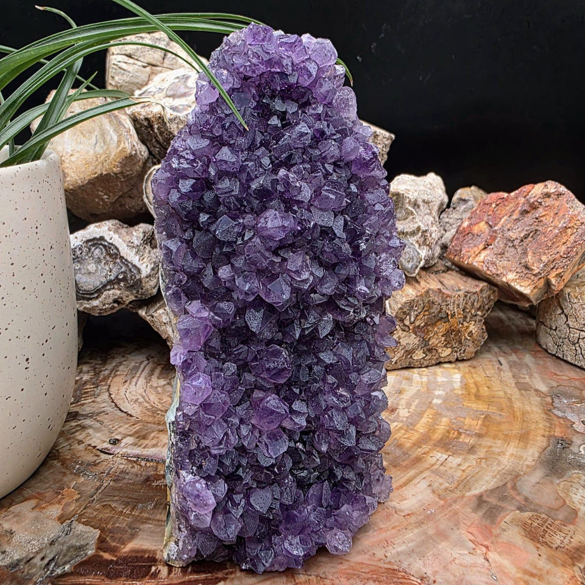 Large Amethyst Crystal Geode Cutbase | Freestanding Crystal Display | ACB1