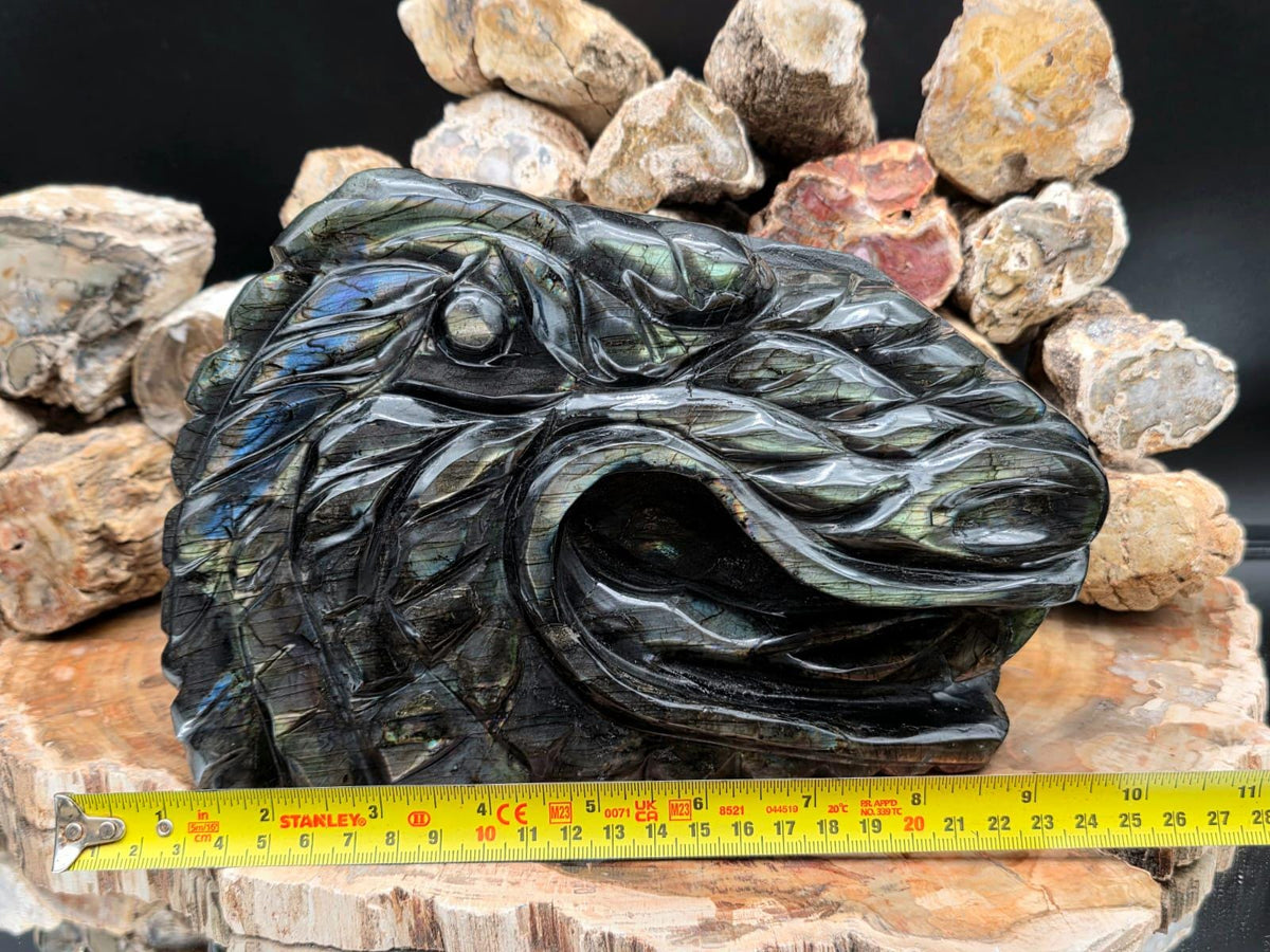 Large Labradorite Dragon Crystal Carving | 5.33kg Crystal Sculpture | Statement Home Decor