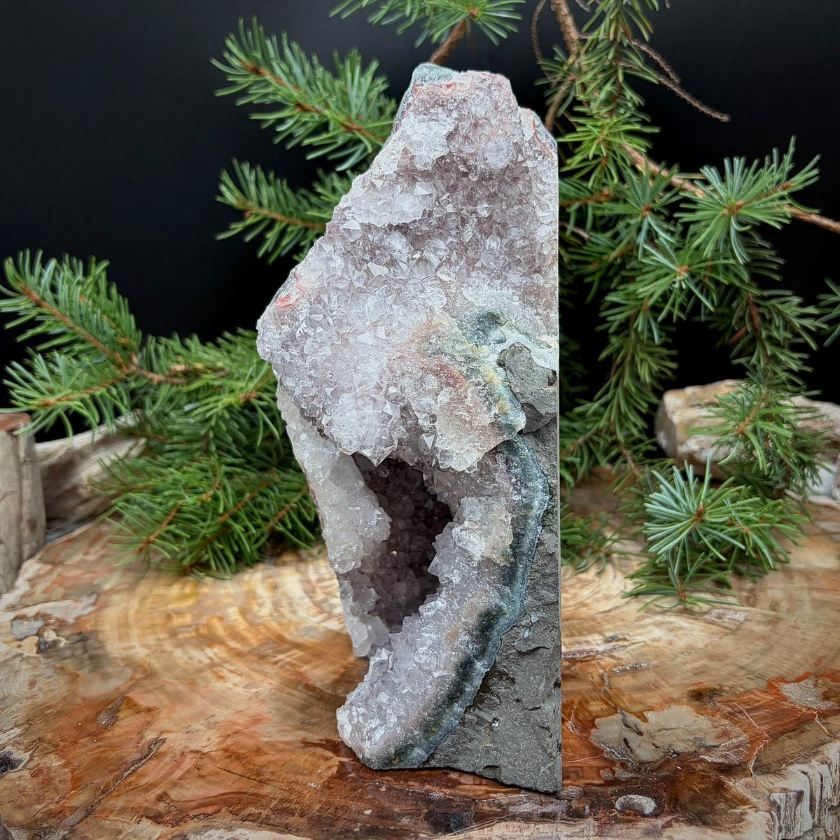 Amethyst Crystal Geode Cutbase | Freestanding Crystal Display | ACB24