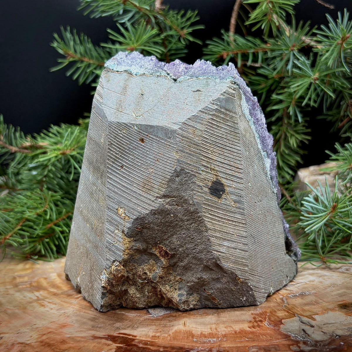 Amethyst Crystal Geode Cutbase | Freestanding Crystal Display | ACB23