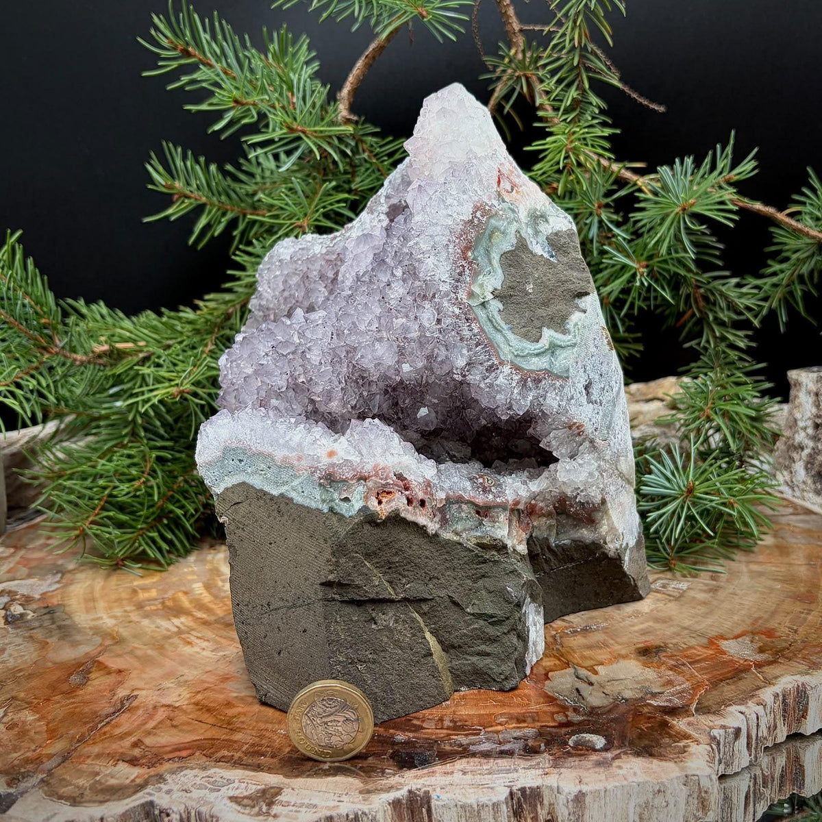 Large Amethyst Crystal Geode Cutbase | Freestanding Crystal Display | ACB19