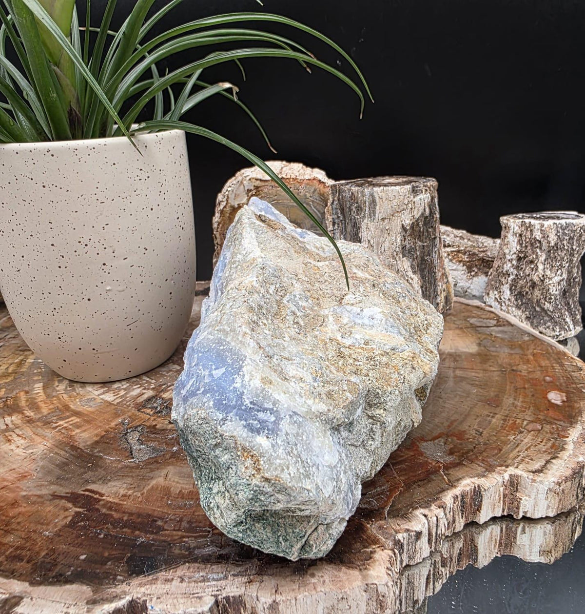 Large blue lace agate geode with druzy crystal hollow | raw natural crystal #15