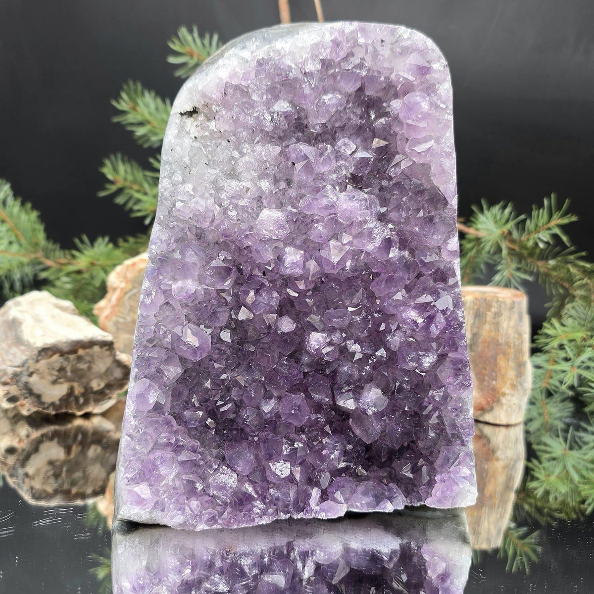 XL Uruguayan amethyst crystal geode cut base | amu-112