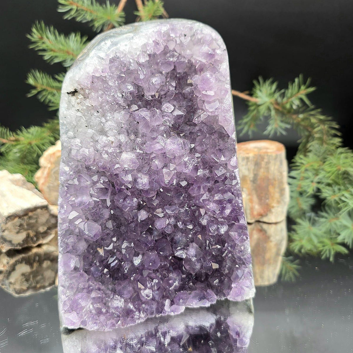 XL Uruguayan amethyst crystal geode cut base | amu-112