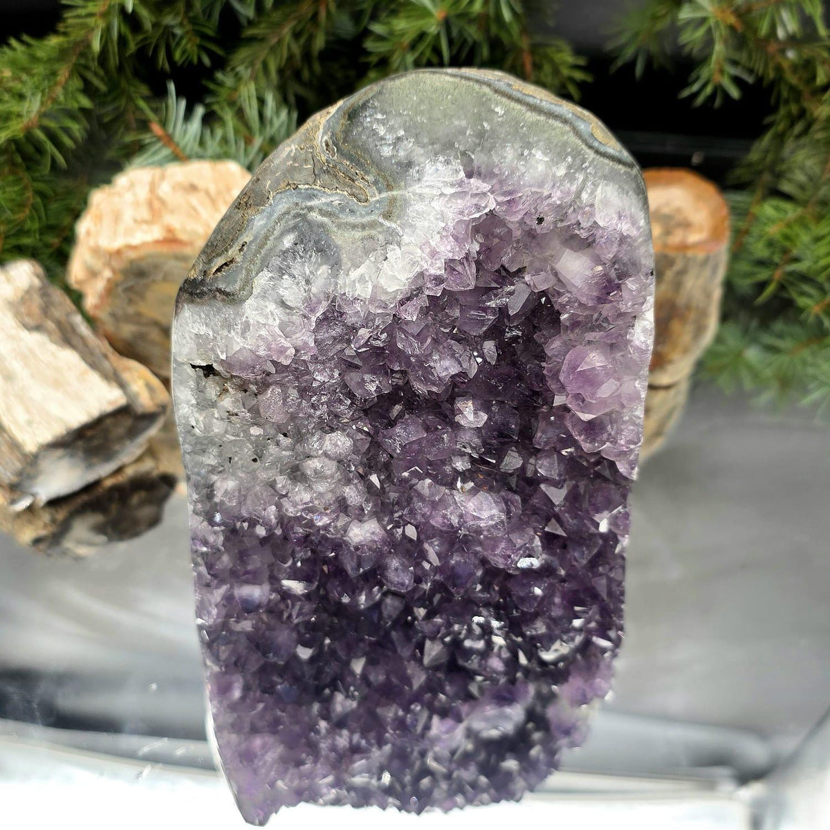 XL Uruguayan amethyst crystal geode cut base | amu-112