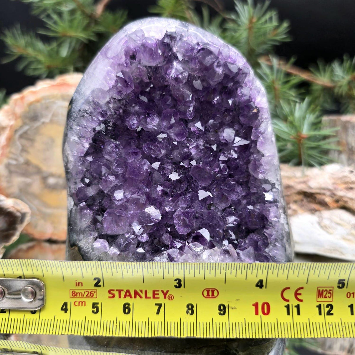 High-grade uruguayan amethyst crystal geode cut base | amu-75