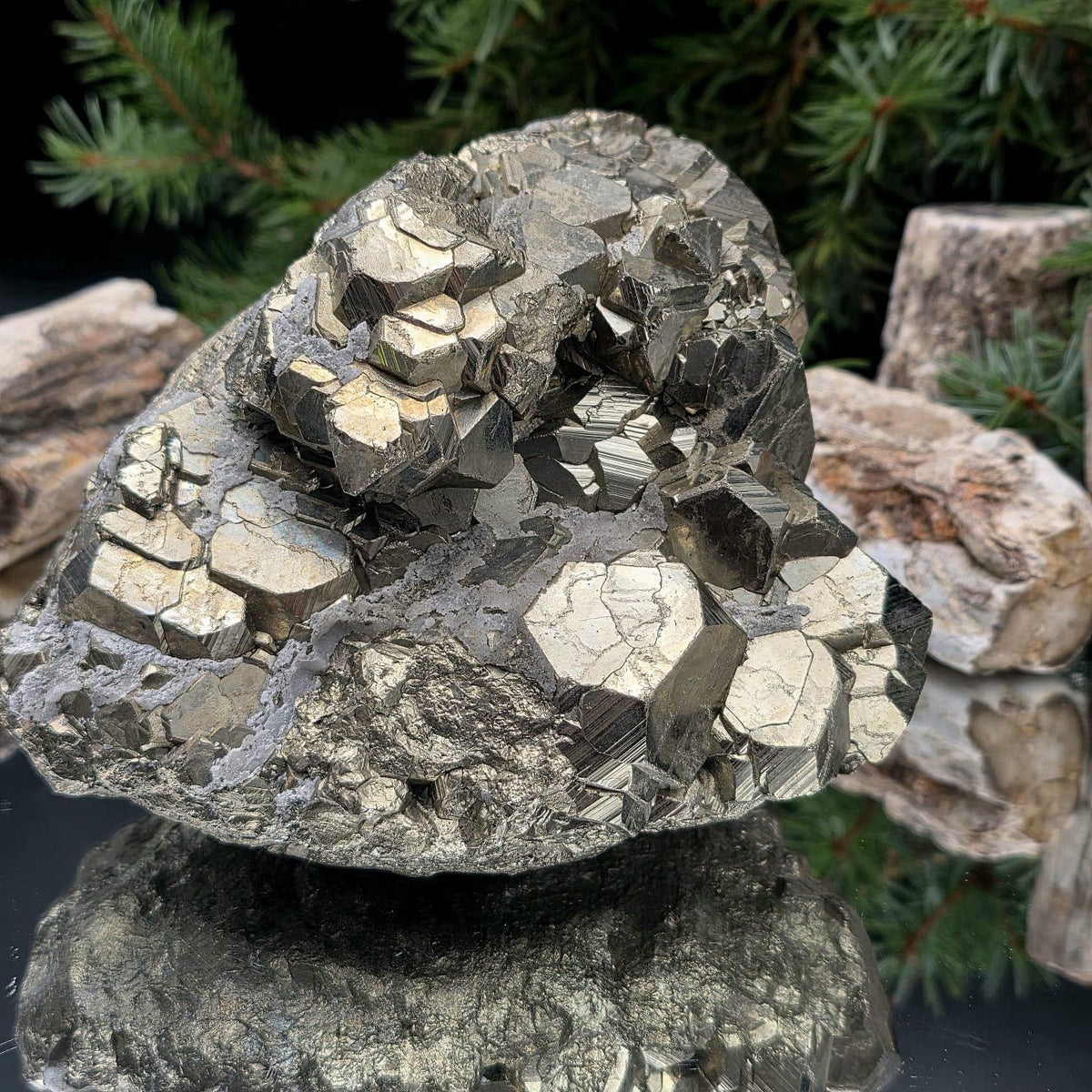 Peruvian Pyrite Crystal Cluster | Modified Cubic & Pyritohedral Crystals | XL 5.2kg