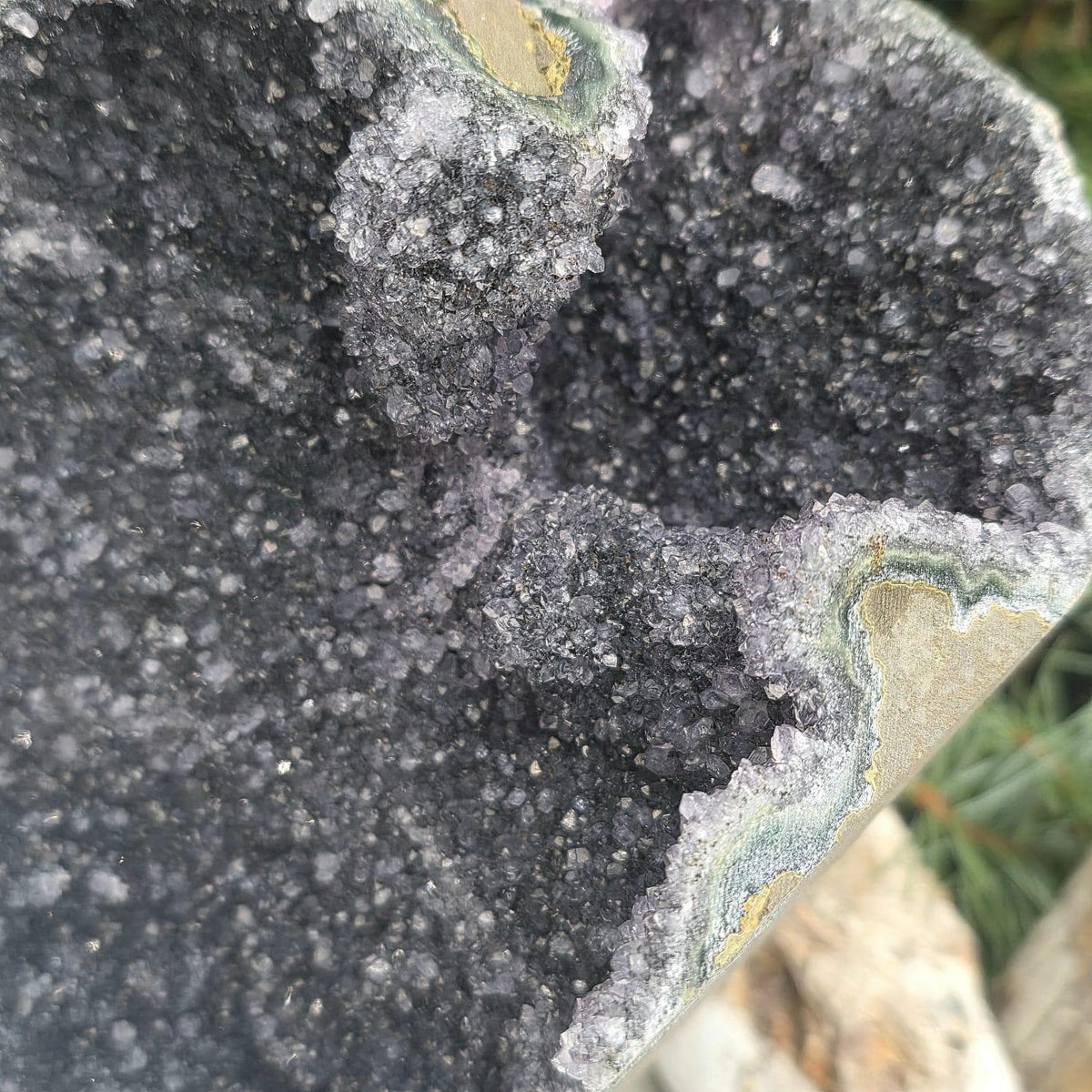 Black Amethyst Crystal Geode Cutbase | Large Freestanding Crystal Display | ACB28