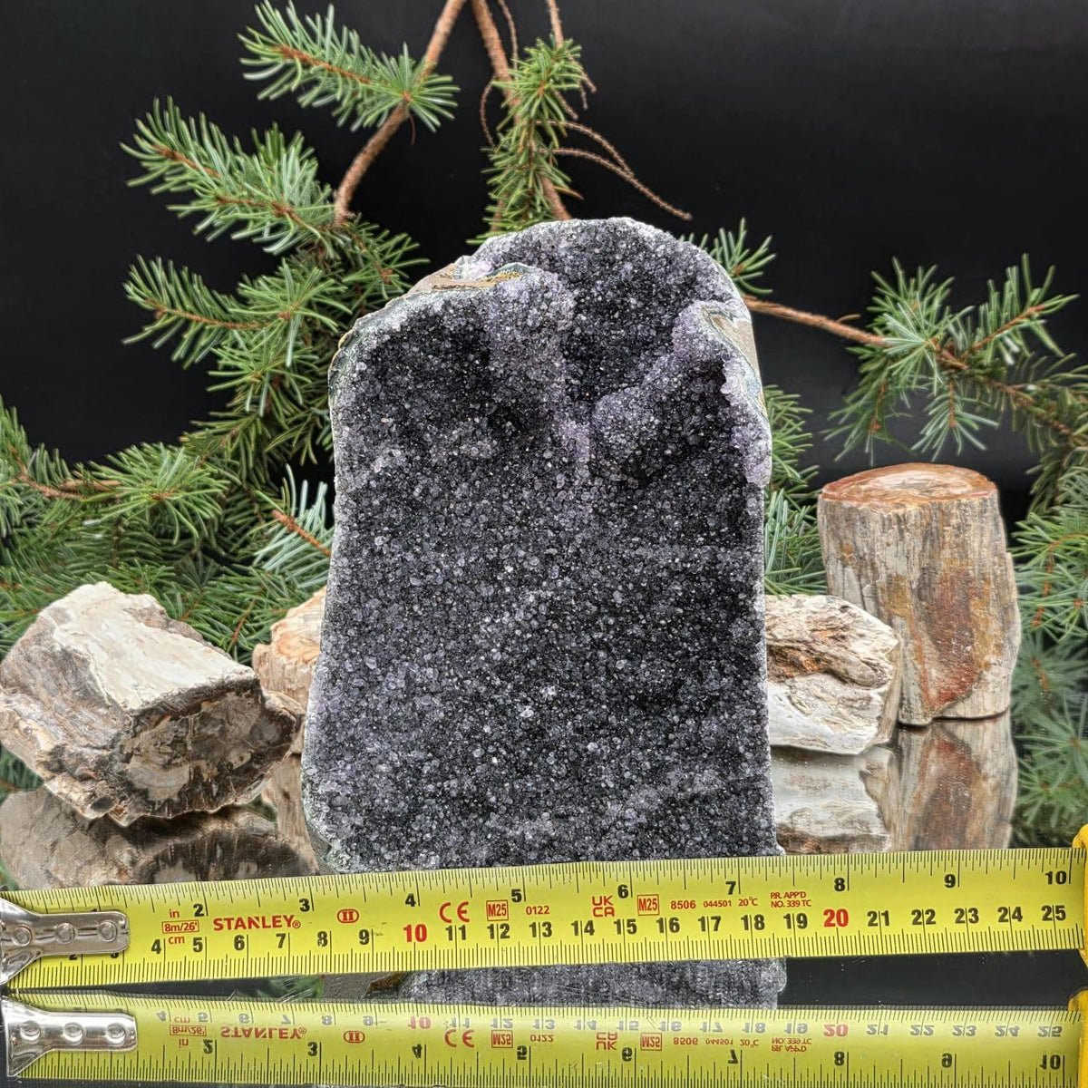 Black Amethyst Crystal Geode Cutbase | Large Freestanding Crystal Display | ACB28