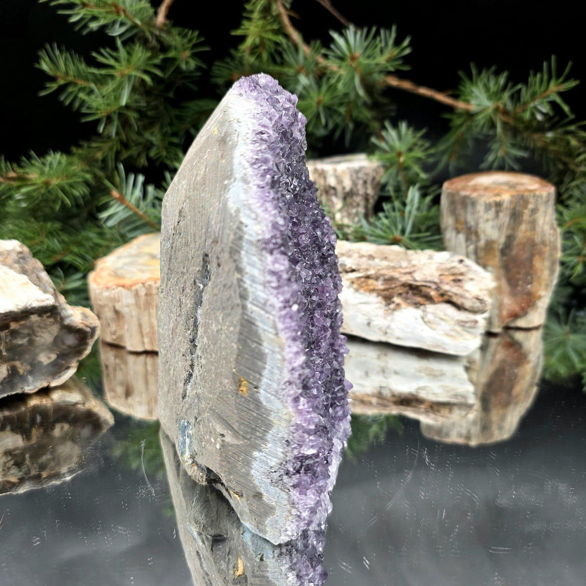 Amethyst Crystal Geode Cutbase | Freestanding Crystal Display | ACB27