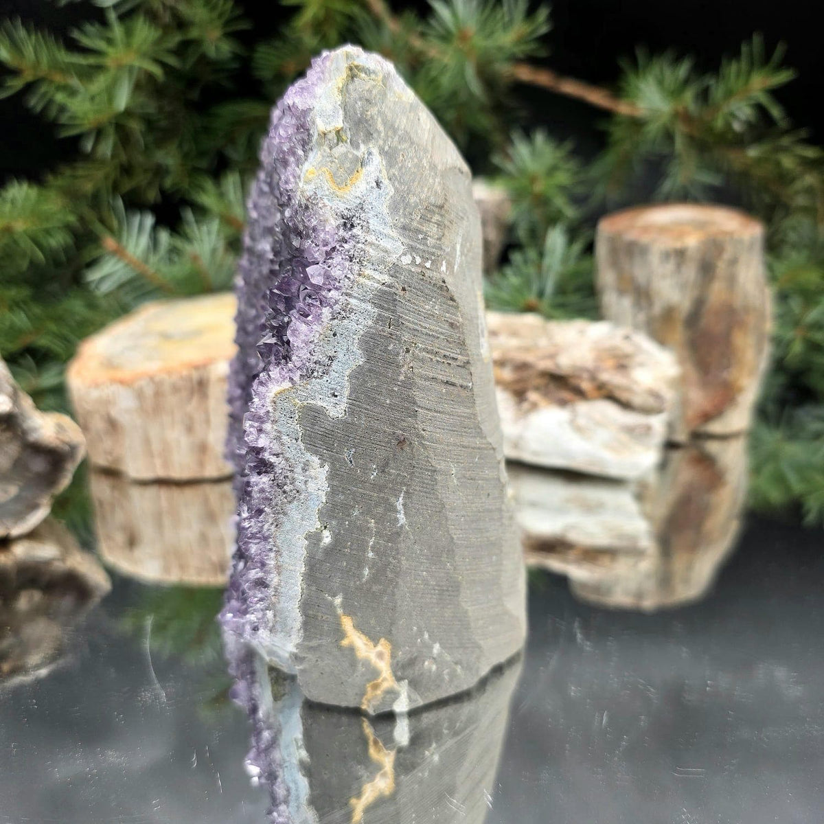 Amethyst Crystal Geode Cutbase | Freestanding Crystal Display | ACB27